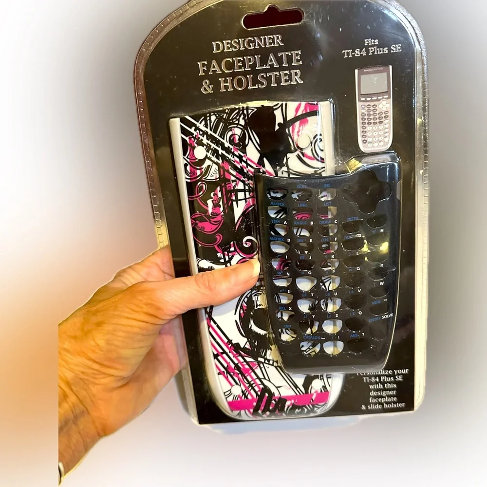 TI-84 PLUS SE DESIGNER FACEPLATE AND HOLSTER PINK BLACK #21095 CALCULATOR COVER